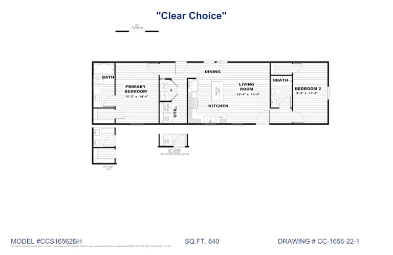 Clear Choice 56 - CCS16562B - Floor Plan
