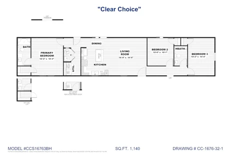 Clear Choice 76 - CCS16763B - Floor Plan