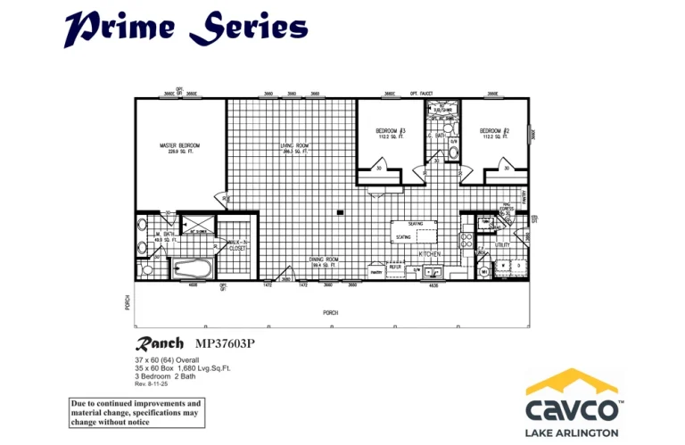 MP37603P - Ranch -- Floor Plan